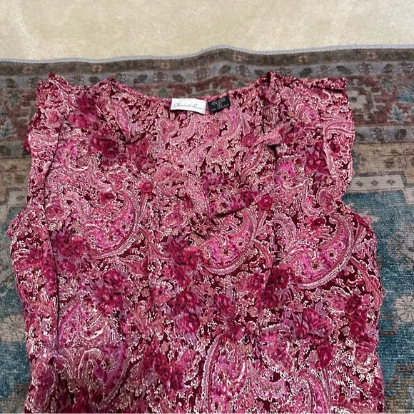 Y2k Charlotte Russe Pink paisley print maxi dress with ruffles Size Large - Picture 4 of 9